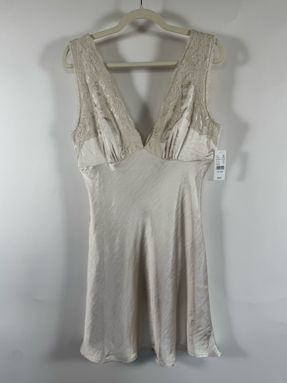 Beverly and Beck NWT Mini Slip Tank Dress LARGE Lace Satin Coquette Babydoll